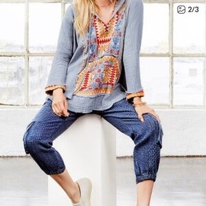 Johnny Was Sana Boro Sashiko Joggers Sz XS